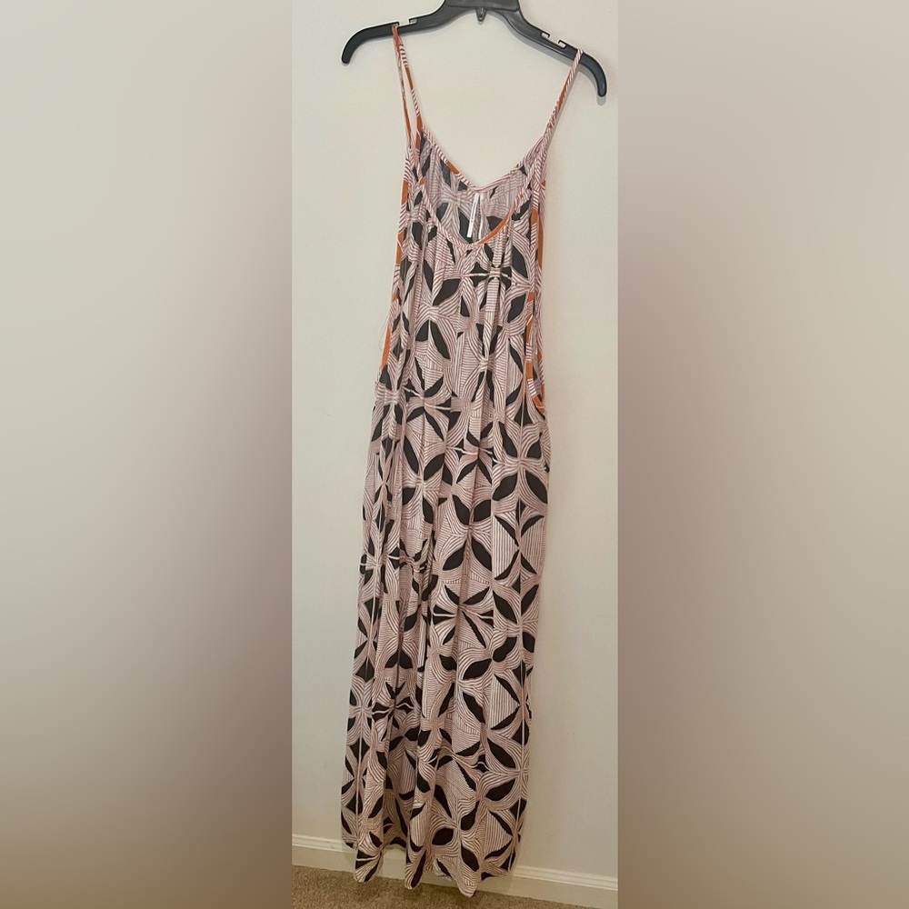 Black brownish rust and White Geometric Patterned Beach Cover Romper